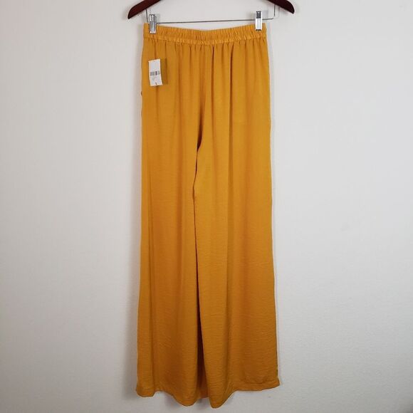 Forever 21 Women's Satin Wide Leg Pants Small Gold Pull On Flowy Lightweight - Picture 8 of 10